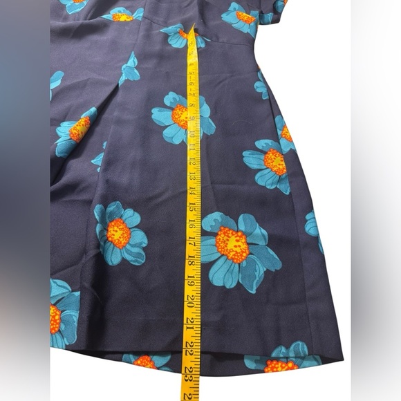 Banana Republic Sz 10 Navy Blue turquoise Floral dress A line short sleeve - Picture 11 of 11